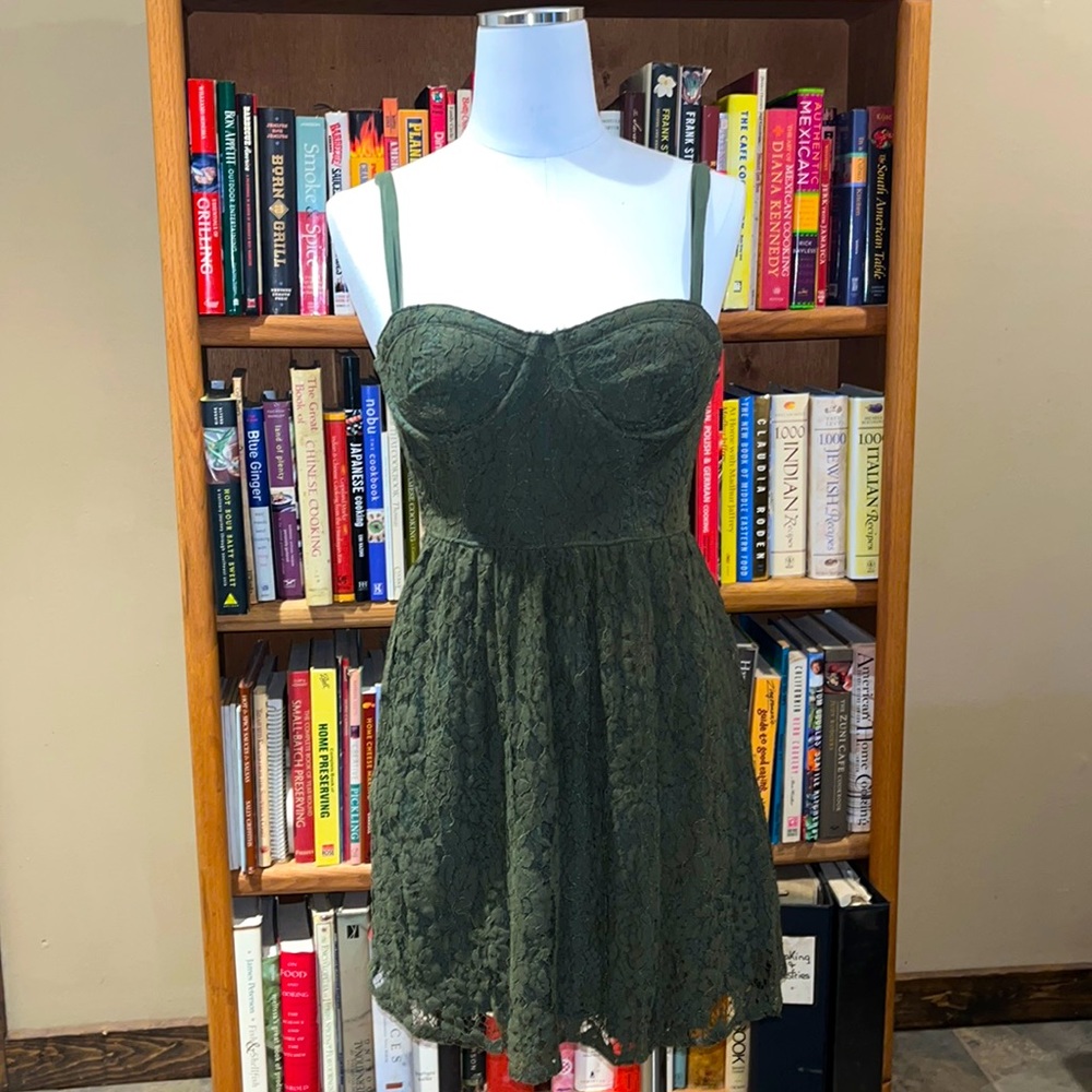 Lace dress olive green